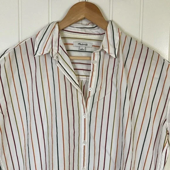 Madewell Womens Central Sadie Stripe Button-Up Shirt Size Small Oversized Cotton - Picture 3 of 9